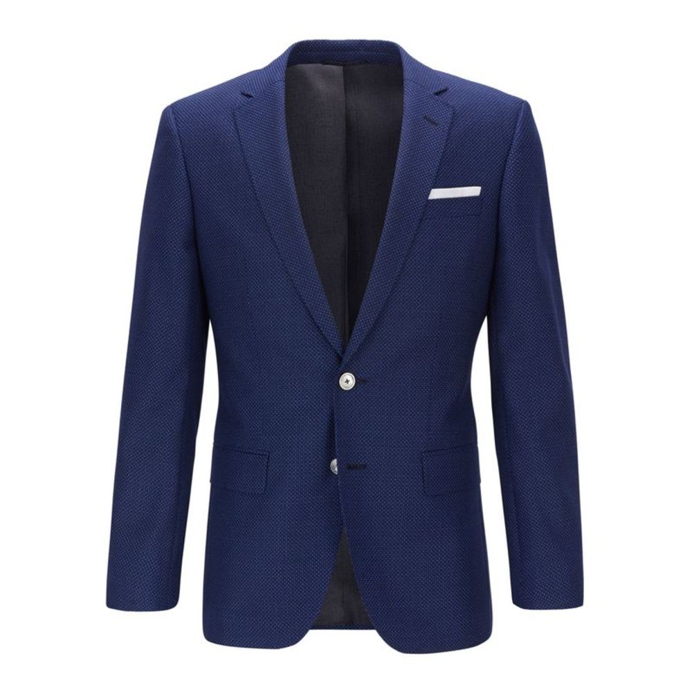 BOSS Mens Hugo Black Label Navy Single Breasted, Patterned Blazer Jacket 44R